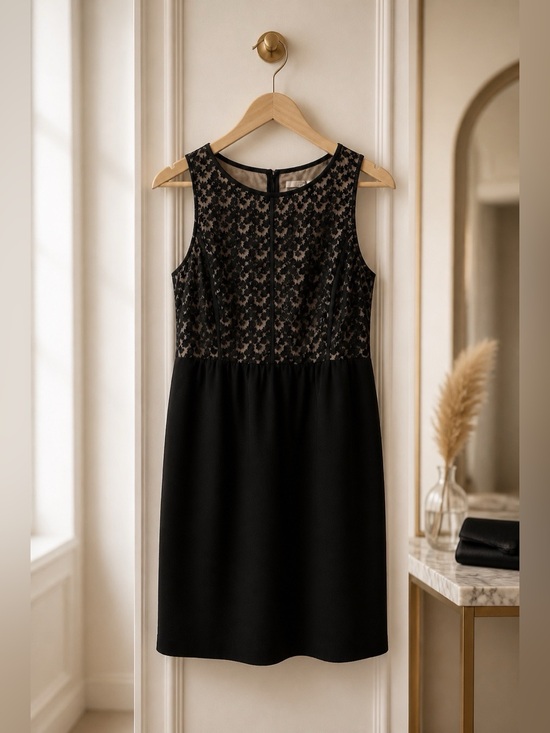 LOFT Dresses & Skirts - LOFT Black Sleeveless Lace Bodice Midi Dress